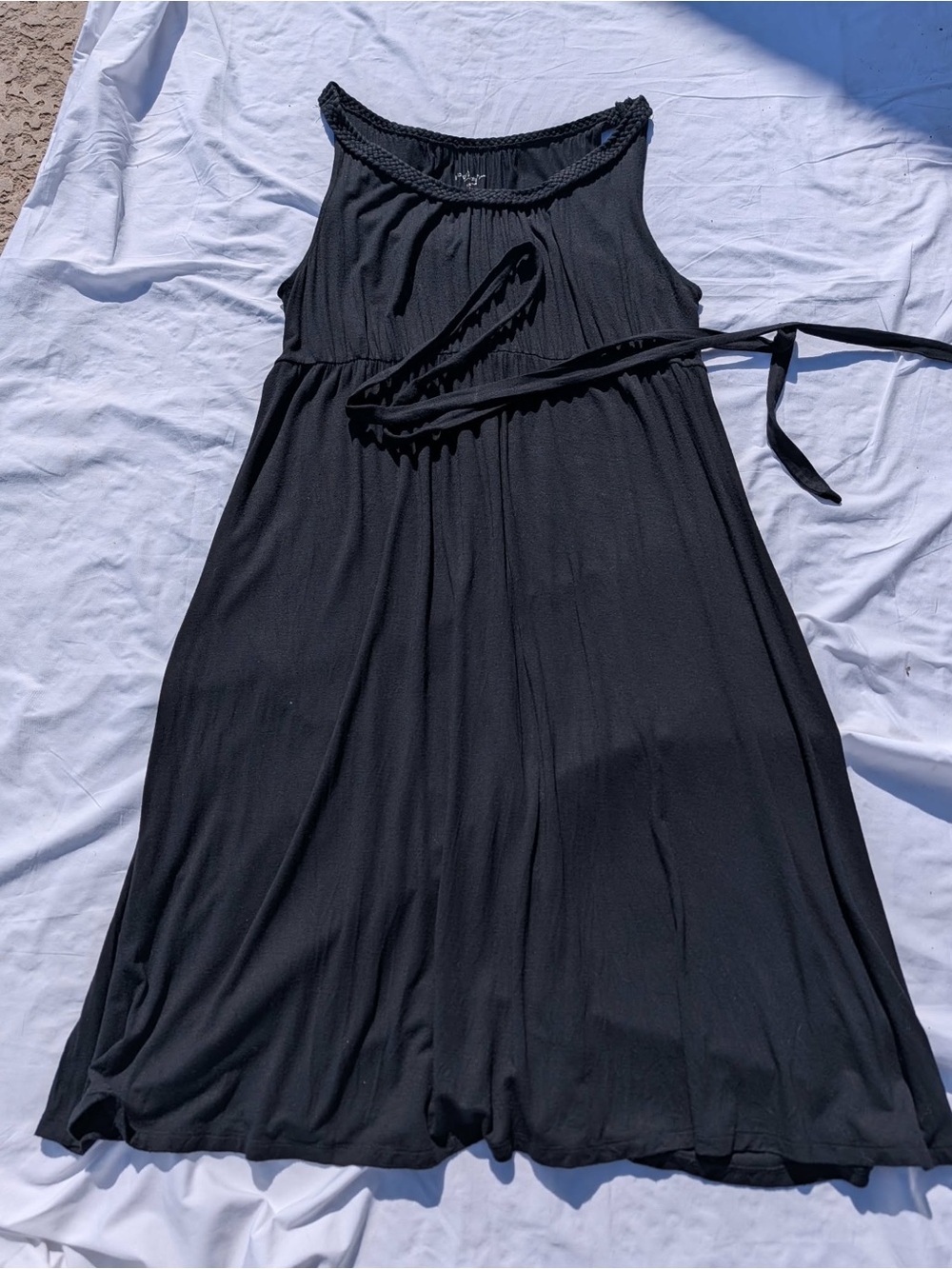 Maternity DressBlack Sleeveless Belted Maxi Dress - Brand Unknown